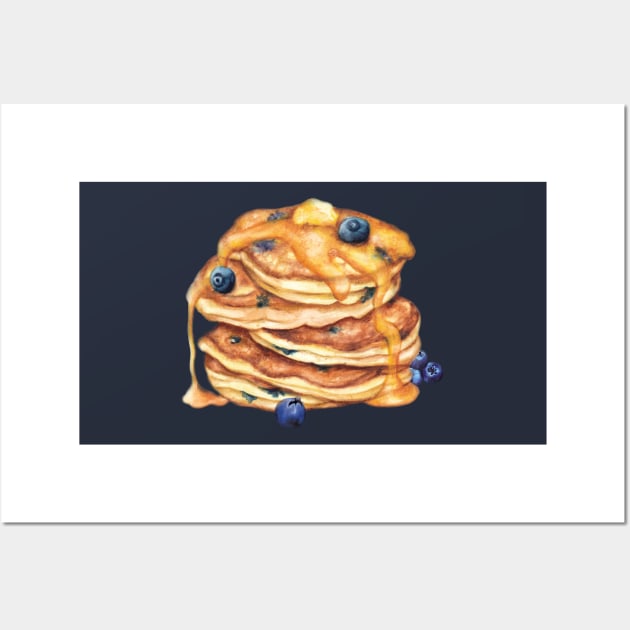 Breakfast Food -Pancakes with syrup and blueberries Wall Art by AmandaDilworth